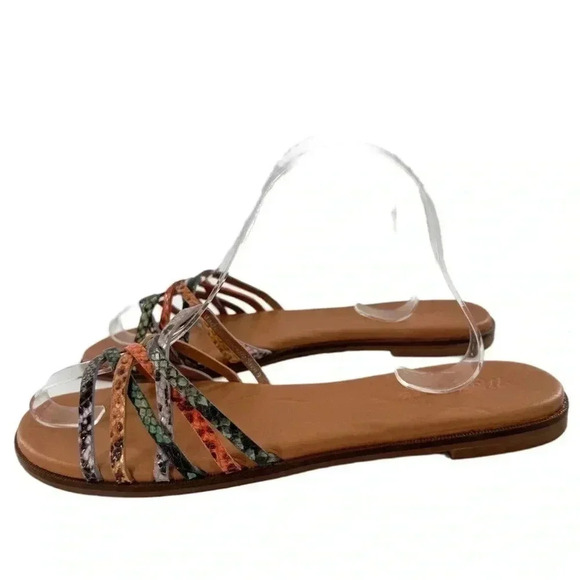 Madewell womens sandals size 9 multicolored snakeskin print leather slides - Picture 4 of 12